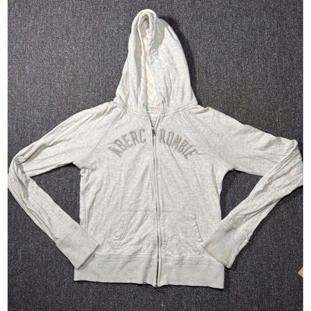 Vintage Y2K Abercrombie & Fitch Women's Graphic Slim Fit Full-Zip Hoodie L